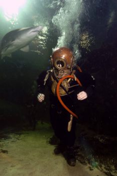 Diving with historical equipment . Just a case of balanci... by Steve Baillie 